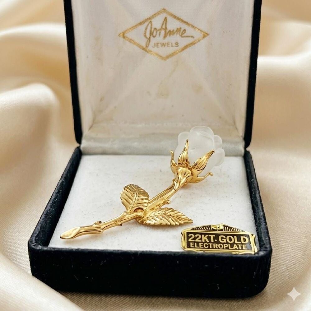 Vintage 22kt Gold Electroplate Rose Brooch - Gift Ready
